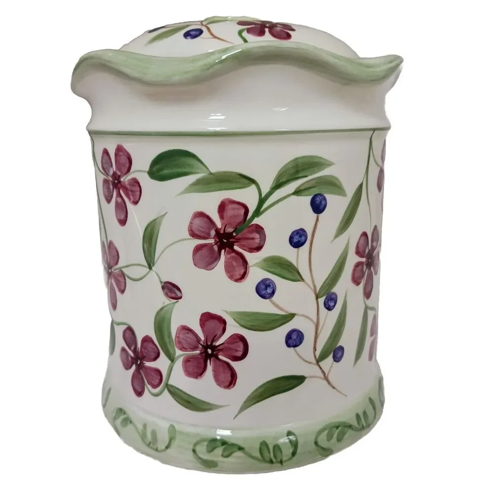 Butterfly Berries Ceramic Canister 7.5